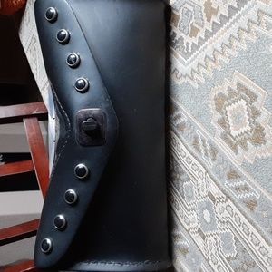 Harley Davidson black leather motorcycle studed wind shield bag